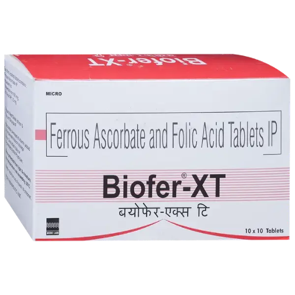 Biofer XT Tablet with Ferrous Ascorbate & Folic Acid